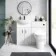 Quartz Gloss White Vanity with Semi Recessed Basin 550mm - Black Accents