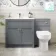 Milos Fog Grey Combination Vanity Basin and Denver Toilet 1300mm - Chrome Handles