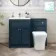 Milos Navy Blue Combination Vanity Basin and Houston Toilet 1100mm - Chrome Handles