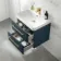 Omaha Navy Blue Wall Hung Basin Drawer Vanity 600mm - Brushed Brass Accents