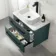 Omaha Mystic Green Wall Hung Drawer Vanity with Marble Top & Marin Basin 800mm - Black Accents