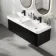 Sorrento Fluted Matt Black Wall Hung Double Basin Drawer Vanity 1200mm