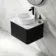 Sorrento Fluted Matt Black Wall Hung Drawer Vanity with Marble Top & Nevis Basin 600mm