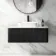Sorrento Fluted Matt Black Wall Hung Drawer Vanity with Marble Top & Marin Basin 1000mm