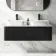 Sorrento Fluted Matt Black Double Wall Hung Drawer Vanity with Marble Top & Marin Basin 1200mm