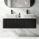 Sorrento Fluted Matt Black Double Wall Hung Drawer Vanity with Marble Top & Reno Basin 1200mm