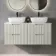 Crete Fluted Linen White Double Wall Hung Drawer Vanity with Marble Top & Curved Basin 1200mm