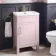 Bermuda Cashmere Pink Basin Vanity 500mm - Brass Knurled Handles