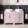 Bermuda Cashmere Pink Vanity with Marble Top & Oval Counter Top Basin 1200mm - Brass Knurled Handles