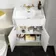 Monaco Chalk White Combination Vanity Traditional Basin and Hudson Toilet with Wooden Seat 1200mm - Brushed Brass Accents