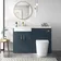Harper Navy Blue Combination Vanity Basin and Boston Toilet 1200mm - Brushed Brass Accents - Left Handed