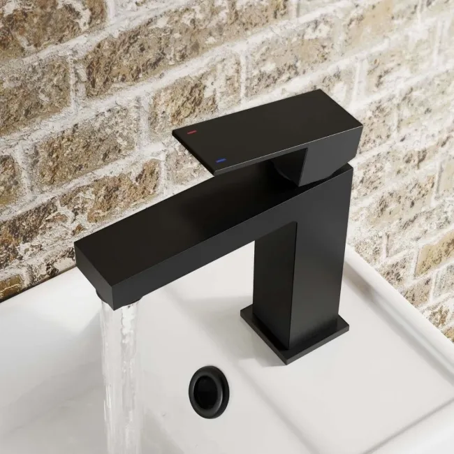 Lea Matt Black Cloakroom Basin Mixer Tap