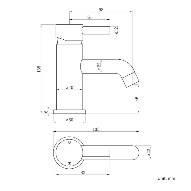 Trent Brushed Brass Cloakroom Basin Mixer Tap
