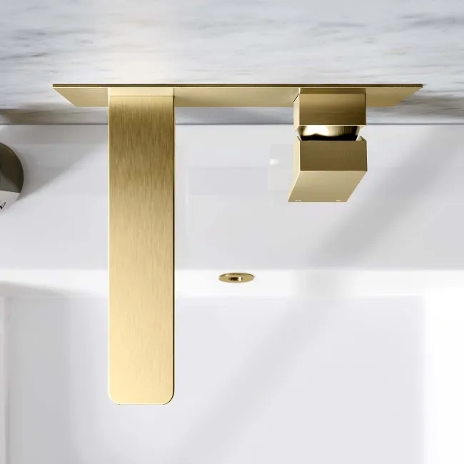 Soar Brushed Brass Wall Mounted Basin Mixer Tap