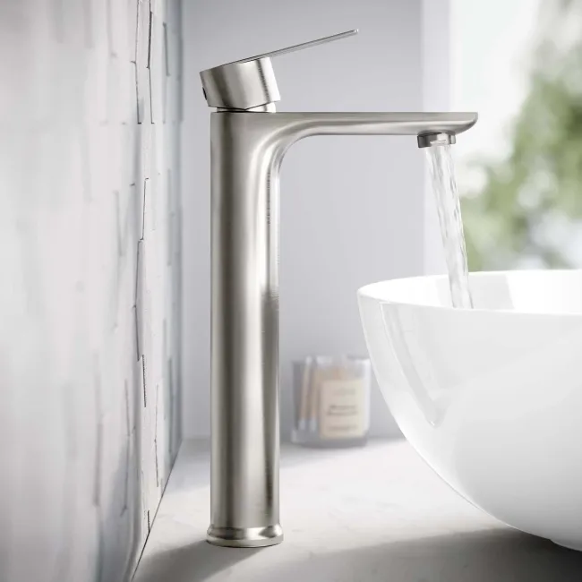 Glen Brushed Stainless Steel High Rise Basin Mixer Tap