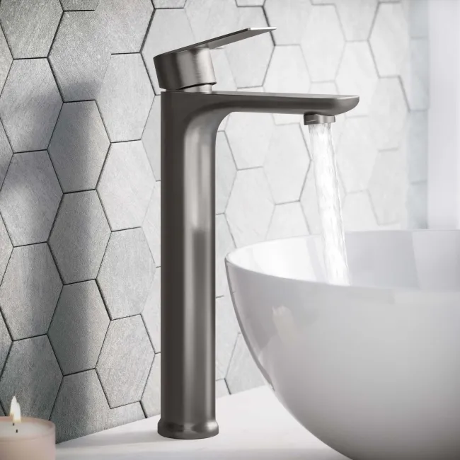 Glen Gunmetal Grey High Rise Basin Mixer Tap