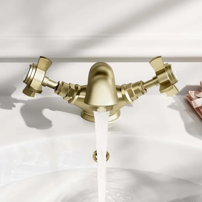 Nairn Traditional Brushed Brass Basin Mixer Tap
