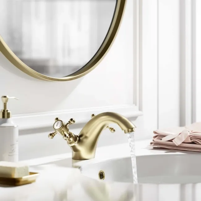 Tweed Traditional Brushed Brass Basin Mixer Tap
