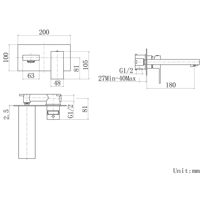 Lea Chrome Wall Mounted Bath Filler