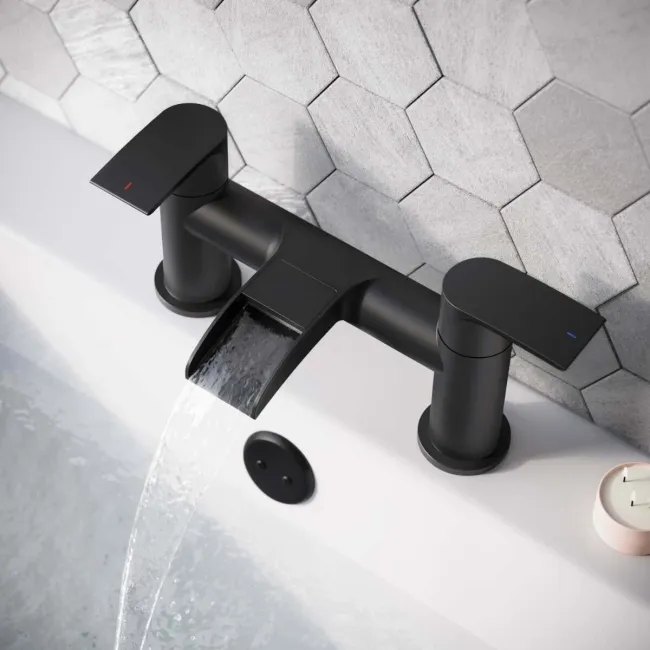 Eden Matt Black Waterfall Bath Filler