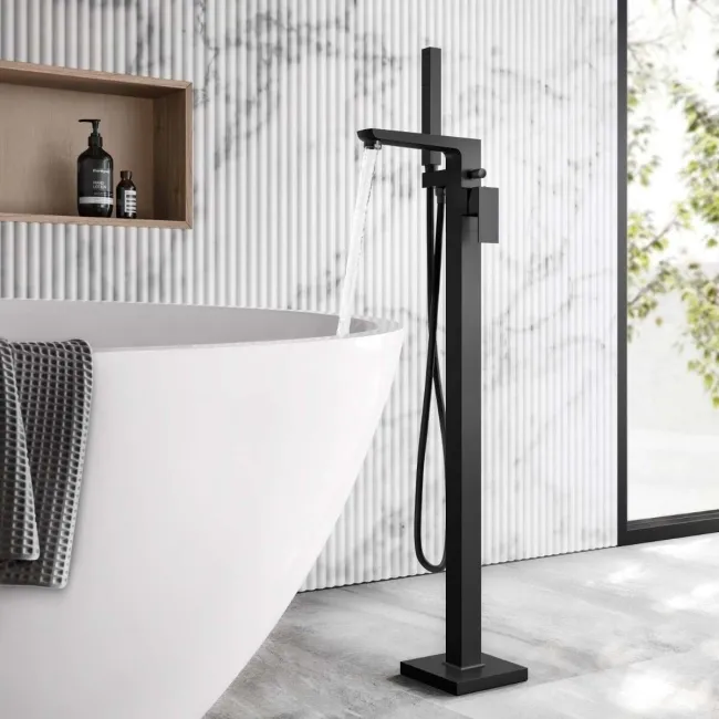 Soar Matt Black Freestanding Bath Shower Mixer Tap
