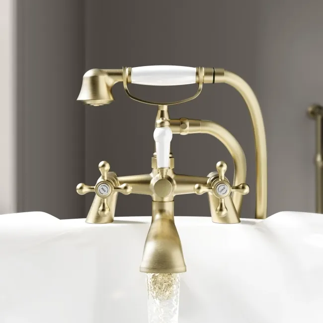 Bray Traditional Brushed Brass Bath Shower Mixer Tap