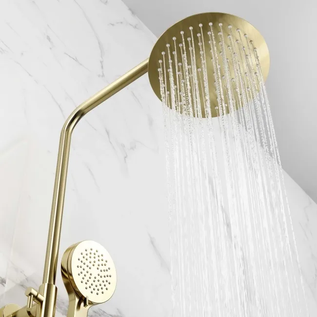 Ballina Premium Brushed Brass Round Thermostatic Shower