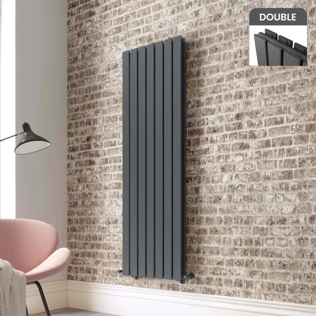 Faro Anthracite Double Flat Panel Vertical Radiator 1600x490mm