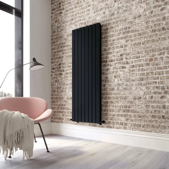Faro Matt Black Double Flat Panel Vertical Radiator 1600x560mm