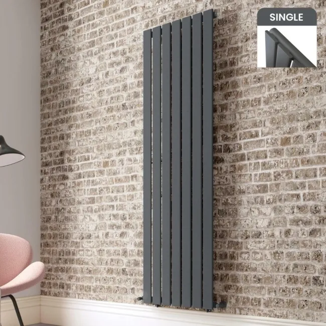 Faro Anthracite Single Flat Panel Vertical Radiator 1800x490mm