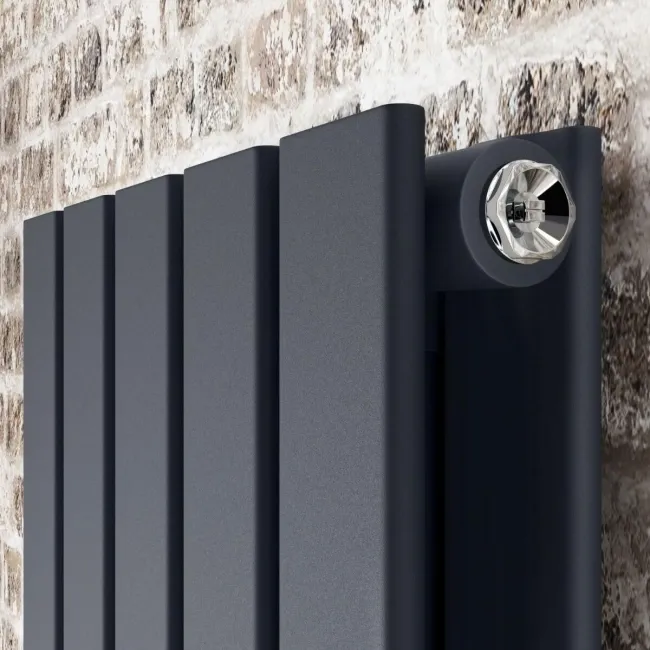 Faro Anthracite Double Flat Panel Vertical Radiator 1800x350mm