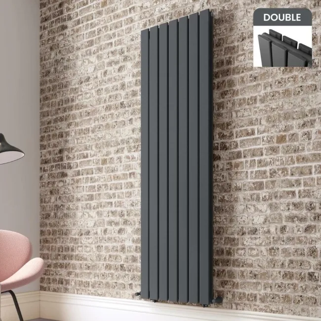 Faro Anthracite Double Flat Panel Vertical Radiator 1800x490mm