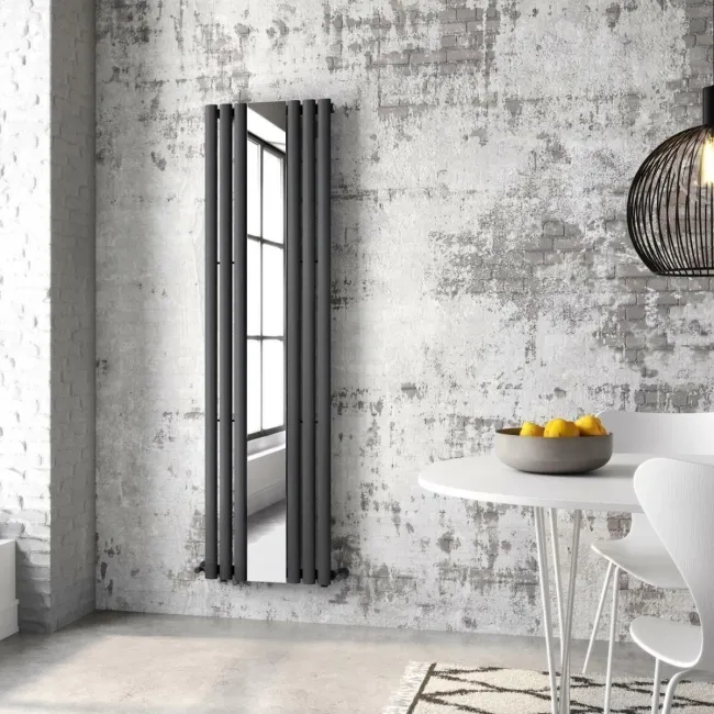 Marseille Anthracite Single Vertical Mirror Radiator 1800x500mm