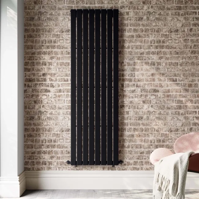 Faro Matt Black Single Flat Panel Vertical Radiator 1800x560mm