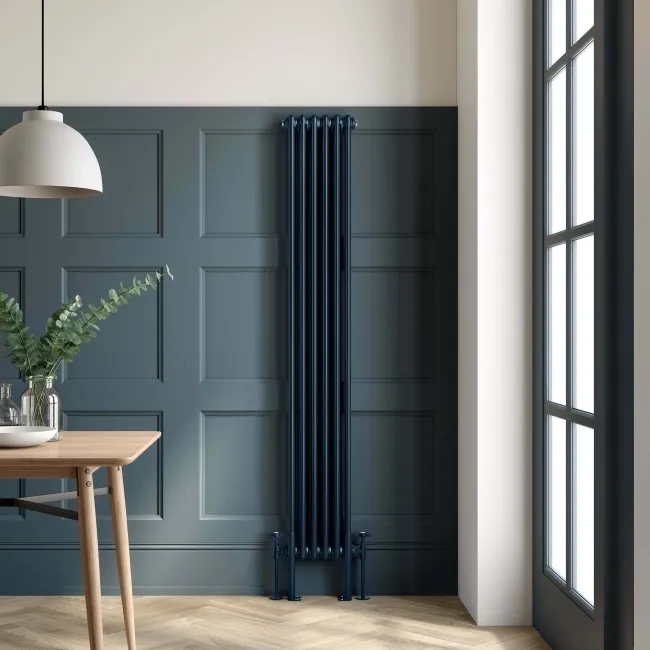 Athens Inky Blue Double Column Vertical Traditional Radiator 1800x290mm