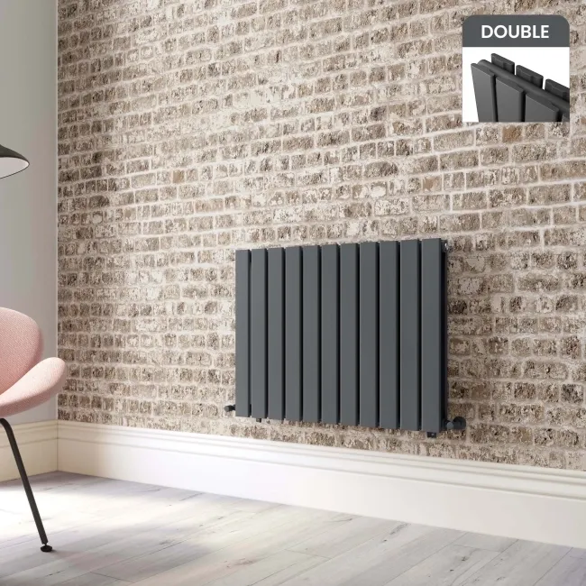Faro Anthracite Double Flat Panel Horizontal Radiator 600x770mm