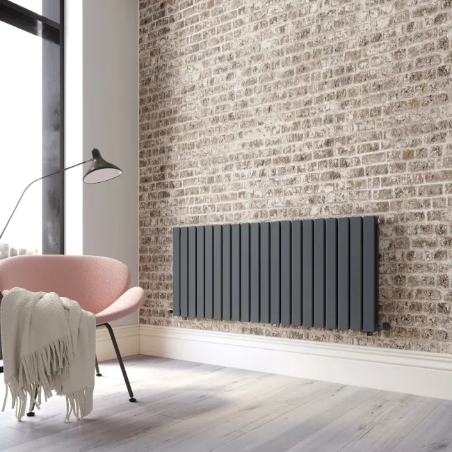 Faro Anthracite Double Flat Panel Horizontal Radiator 600x1400mm