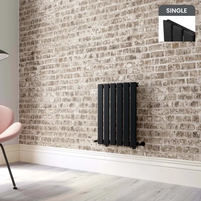 Faro Matt Black Single Flat Panel Horizontal Radiator 600x420mm