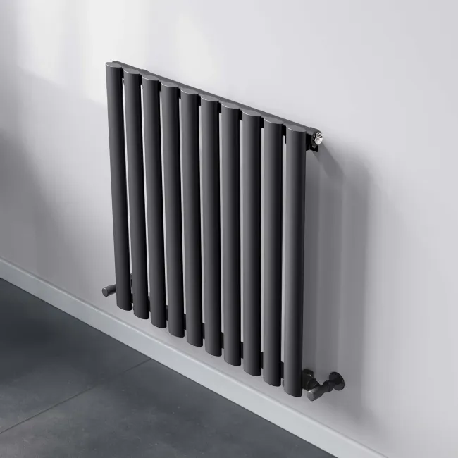 Marbella Anthracite Single Oval Panel Radiator 600x600mm