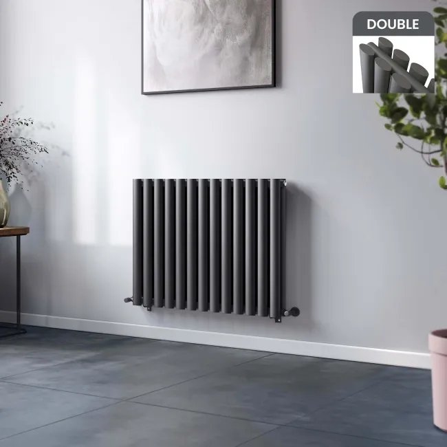 Marbella Anthracite Double Oval Panel Radiator 600x780mm