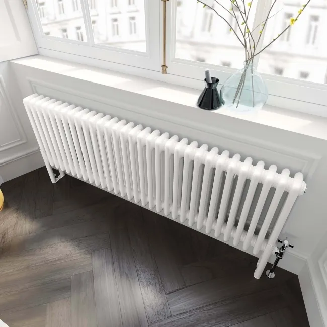 Athens White Triple Column Horizontal Traditional Radiator 450x1415mm