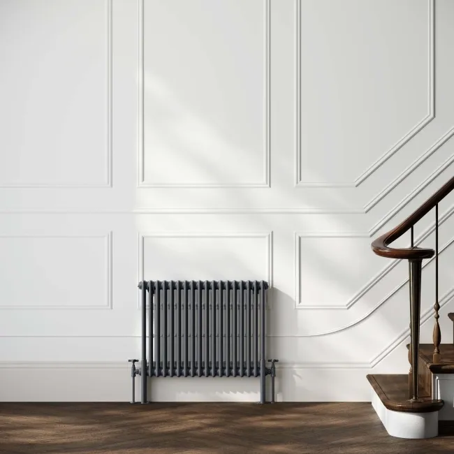 Athens Anthracite Double Column Horizontal Traditional Radiator 600x785mm