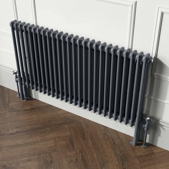 Athens Anthracite Double Column Horizontal Traditional Radiator 600x1190mm
