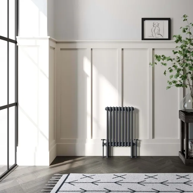 Athens Anthracite Double Column Horizontal Traditional Radiator 600x425mm