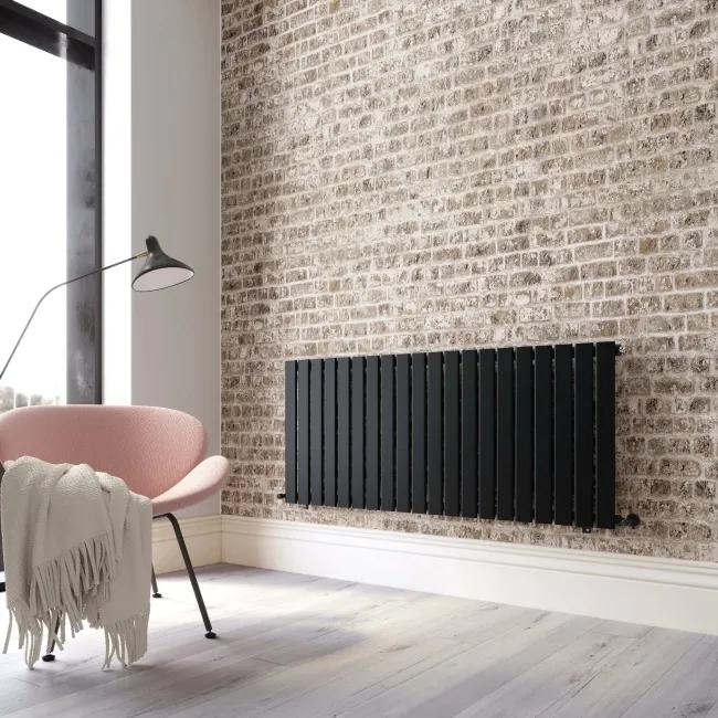Faro Matt Black Single Flat Panel Horizontal Radiator 600x1400mm
