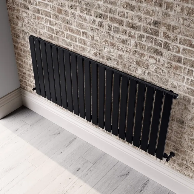 Faro Matt Black Single Flat Panel Horizontal Radiator 600x1400mm