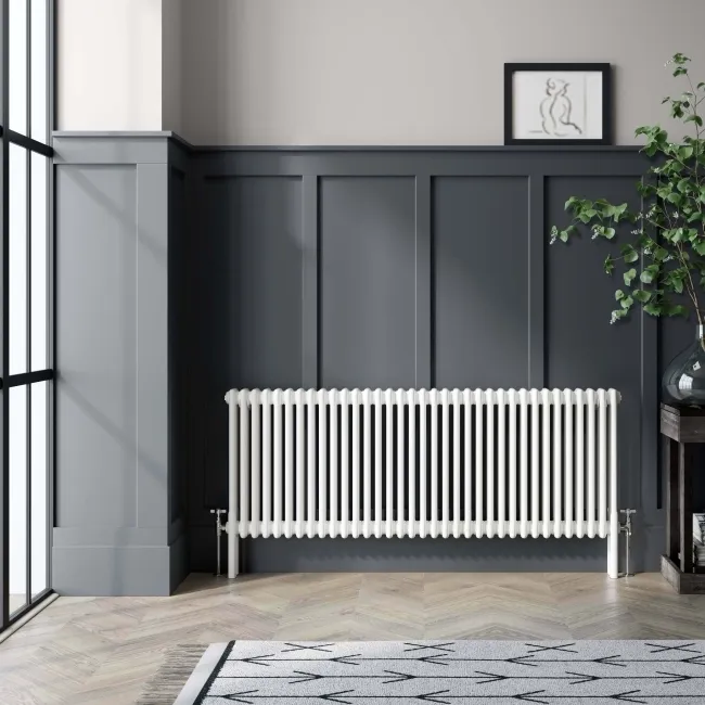 Athens White Triple Column Horizontal Traditional Radiator 600x1595mm