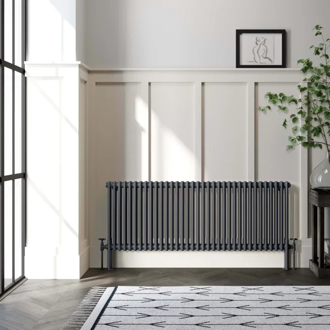Athens Anthracite Double Column Horizontal Traditional Radiator 600x1595mm