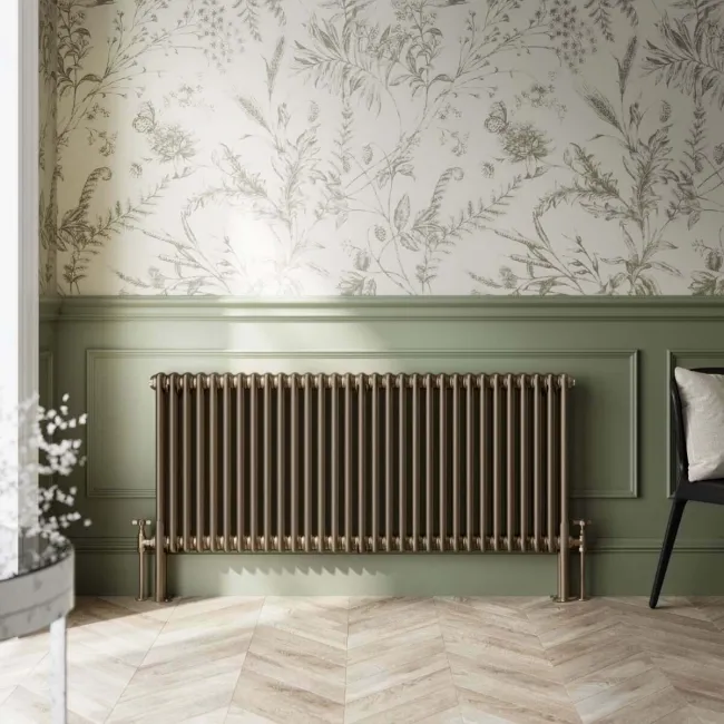 Athens Antique Gold Double Column Horizontal Traditional Radiator 600x1415mm