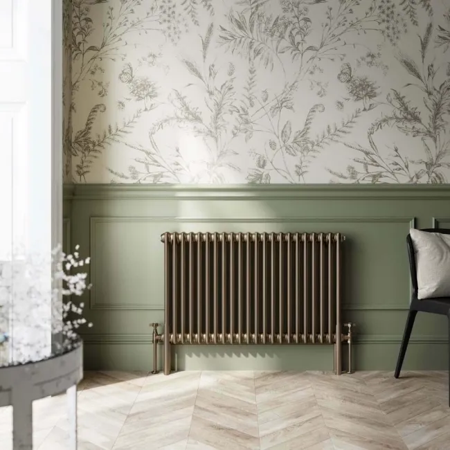 Athens Antique Gold Triple Column Horizontal Traditional Radiator 600x1010mm